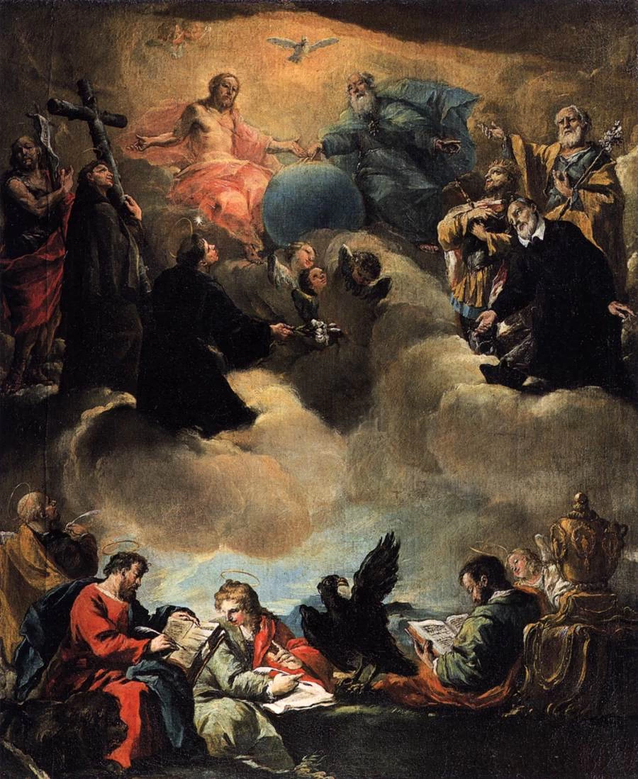 I quattro evangelisti e la Santissima Trinità con i santi - Akademie der bildenden Künste, Vienna